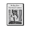 I'm That Chick Newspaper Wall Art, Retro Disco Times Poster, Black White Fashion Canvas Print, Trendy Girl Room Wall Decor