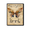 Let It Be Whisper Words of Wisdom Framed Wall Art Vintage Butterfly Music Lyric Print