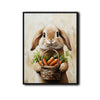 Lop‑Eared Rabbit Holding Carrot Basket Canvas Wall Art