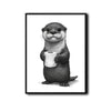 Whimsical Otter Bathroom Poster, Cute Otter Holding Toilet Paper Sketch Print, Humorous Restroom Wall Art for Animal Lovers