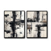2 Piece Modern Neutral Brushstroke Abstract Canvas Prints Black Beige Textured Painting Organic Modern Wall Art