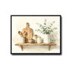 Farmhouse Eucalyptus Kitchen Still Life Canvas, Watercolor Rustic Wall Decor