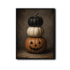 Vintage Stacked Pumpkin Jack‑O‑Lantern Halloween Framed Wall Art Print