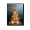 Book Stack Christmas Tree Framed Wall Art Vintage Oil Painting Holiday Print