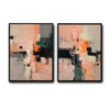 2 Piece Blush Pink Grey Black Textured Abstract Canvas Prints Warm Tone Impasto Oil Painting Style Neutral Wall Art