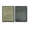 2 Piece Neutral Vintage Linear Abstract Canvas Prints Mid Century Modern Textured Tribal Pattern Wall Art