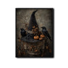 Vintage Witch Hat Raven Pumpkin Gothic Halloween Framed Wall Art Print