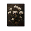 Antique Moody White Wildflower Wall Art, Dark Floral Still Life Canvas Print, Framed Wall Decor for Living Room Bedroom