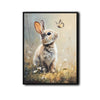 Bunny and Butterfly Meadow Canvas Print, Spring Farmhouse Wall Art