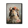 Vintage Lop Bunny Rose Flower Crown Floral Canvas Wall Art