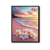 Tropical Plumeria Flower Pink Sand Coastal Sunset Wall Art
