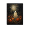 Vintage Ghost Pumpkin Field Full Moon Halloween Framed Wall Art Print