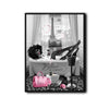 Black Woman Luxury Paris Bathroom Wall Art, Believe In Yourself Afro Lady Eiffel Tower Pink Accent Canvas Decor