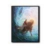 Inspirational Jesus Reaching Hand Wall Print, Christ Saving In Storm Waves Faith‑Based Christian Canvas Decor