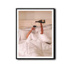 Trendy Wine In Bed Canvas Wall Art, Aesthetic Woman Pouring Wine Poster, Fun Eclectic Bedroom Apartment Decor