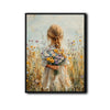 Rustic Wildflower Girl Canvas Print, Back View Blonde Girl Meadow Vintage Floral Oil Painting Wall Art