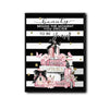 Fashion Pink Perfume Books Canvas Wall Art, Black White Stripe Inspirational Quote Beauty Vertical Print, Glam Women Bedroom Makeup Room Wall Decor