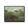 Monet Garden Landscape Framed Canvas Print, Classic Impressionism Colorful Flower Garden House Scenery Painting, Retro Farmhouse Bedroom Office Wall Art