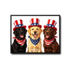 Patriotic Three Labrador Retrievers Canvas Wall Art, 4th of July USA Hat Bandana Dog Canvas Print, Red White Blue Independence Day Farmhouse Decor