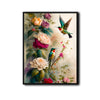 Floral Hummingbird Canvas Wall Art, Vibrant Roses and Hummingbirds Watercolor Style Botanical Poster