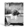 Black And White Highland Cow With Glasses In Bubble Bathtub Canvas Wall Art Funny Farmhouse Bathroom Wall Decor