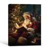 Vintage Santa Reading Book Framed Wall Art Classic Oil Painting Christmas Print
