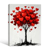 Valentine Red Heart Tree Canvas Wall Art, Ink Style Love Heart Tree Framed Canvas Print, Romantic Modern Bedroom Couple Wall Decor