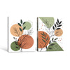 Set of 2 Sage Terracotta Line Leaf Boho Botanical Canvas Wall Art