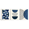 Set of 3 Navy Blue Abstract Geometric Semicircle Line Framed Wall Art Prints