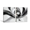 2 Piece Modern Grey Black Fluid Wave Abstract Canvas Prints Translucent Silk Ribbon Contemporary Neutral Wall Art