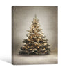 Glowing Snowy Christmas Tree Framed Wall Art Neutral Vintage Farmhouse Holiday Print