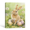 Watercolor Bunny Wildflower Meadow Pastel Easter Eggs Canvas Wall Art