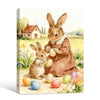 Mother Baby Bunny Painting Easter Eggs Country Watercolor Canvas Wall Art