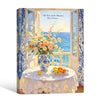 Mediterranean Ocean Window Still Life Canvas Wall Art Floral Quote Summer Home Decor