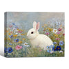 White Bunny Wildflower Meadow Canvas Wall Art