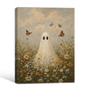 Vintage Ghost Wildflower Meadow Butterfly Halloween Framed Wall Art Print