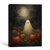 Vintage Ghost Pumpkin Field Full Moon Halloween Framed Wall Art Print