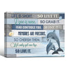 Life Is Short So Live It Motivational Quote Canvas Wall Art, Dolphin Coastal Wooden Plank Inspirational Print, Horizontal Farmhouse Beach House Positive Home Decor