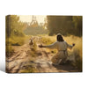 Inspirational Jesus Lost Sheep Wall Print, Christ Kneeling With Open Arms Country Road Christian Home Canvas Decor