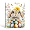 Lop Ear Rabbit Sunflower Pastel Easter Eggs Butterfly Floral Canvas Wall Art