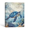 Blue Sea Turtle Antique Nautical Map Ocean Wall Art