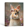 Flower Crown Rabbit Vertical Canvas Wall Art