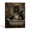 Vintage Witch Bathtub Black Cat Roses Halloween Framed Wall Art Print