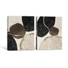 2 Piece Neutral Earth Tone Pebble Abstract Canvas Prints Curved Line Distressed Texture Minimalist Contemporary Wall Art