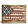 Retro Distressed American Baseball Flag Canvas Wall Art, Patriotic Baseball US Flag Canvas Painting for Sports Room Decor