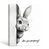 Funny Rabbit Bathroom Canvas Wall Art, Are You Pooping Peeking Bunny Print, Black White Sketch Cute Bunny Restroom Decor, Humorous Farmhouse Bathroom Sign
