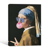 Cool Girl With A Pearl Earring Bubble Gum Sunglasses Canvas Wall Art Funny Classic Art Decor