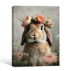 Vintage Lop Bunny Rose Flower Crown Floral Canvas Wall Art