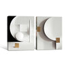 2 Piece Modern 3D Shadow Geometric Canvas Prints White Black Gold Cube Circle Shape Contemporary Minimalist Wall Art