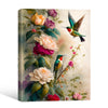 Floral Hummingbird Canvas Wall Art, Vibrant Roses and Hummingbirds Watercolor Style Botanical Poster
